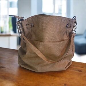 Jessica Simpson Tan Snake Embossed Bag